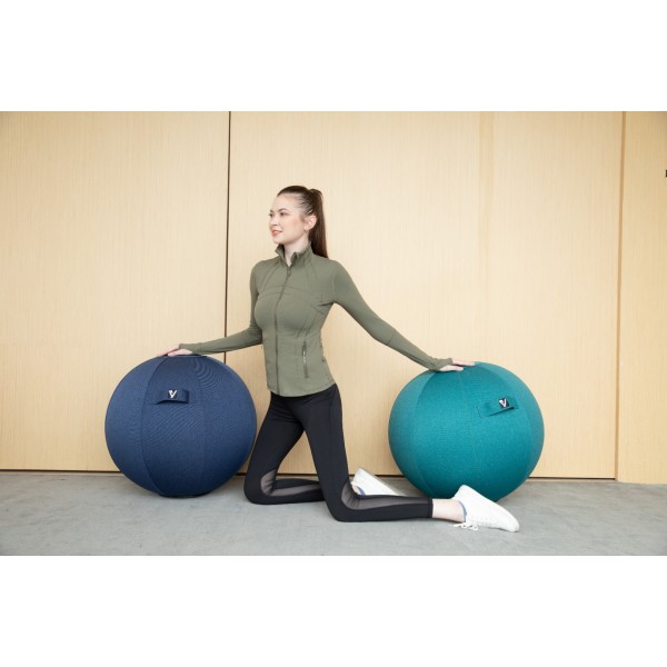 Sitting Ball Chair for Office and Home, Pilates Exercise Yoga Ball with Cover for Balance, Stability and Fitness, Ergonomic Posture Exercise Ball Seat with Handle and Pump, Ocean Blue